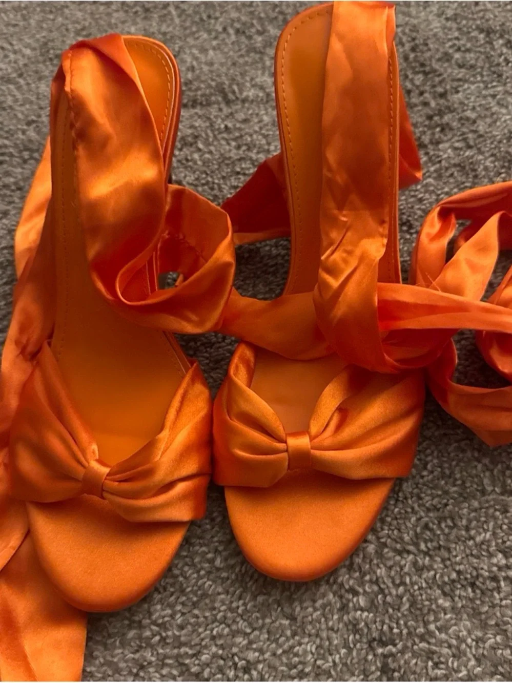 & Other Stories Orange Satin Knot Wedge Mule